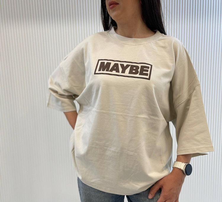 خرید تی شرت باکسی زنانه مدل MAYBE | مچینست درجه یک و فری سایز